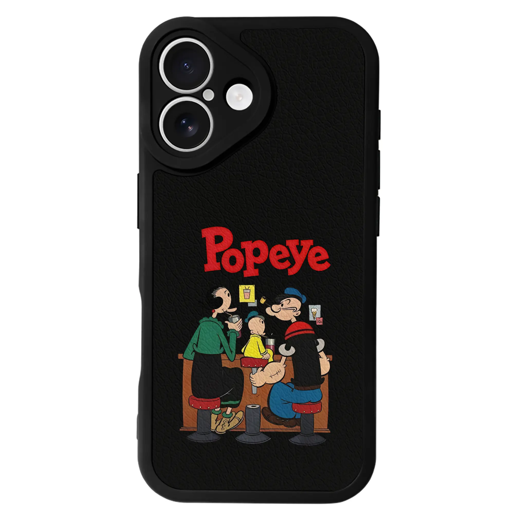 ポパイ グッズ オリーブ・オイル - IPhone 16シリーズ対応 ・ シリコンスマホケース ・ レザー調 ・ 高精度フィット ・ 耐衝撃 ・ ワイヤレス充電対応 ・ 精密カット